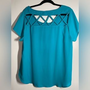 Torrid teal cross back blouse